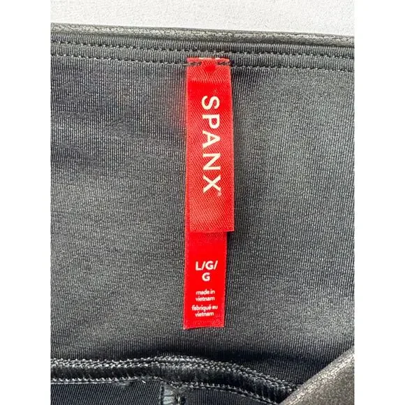 Spanx Women's Pull On Black Faux Leather Leggings - Size L - Picture 6 of 7